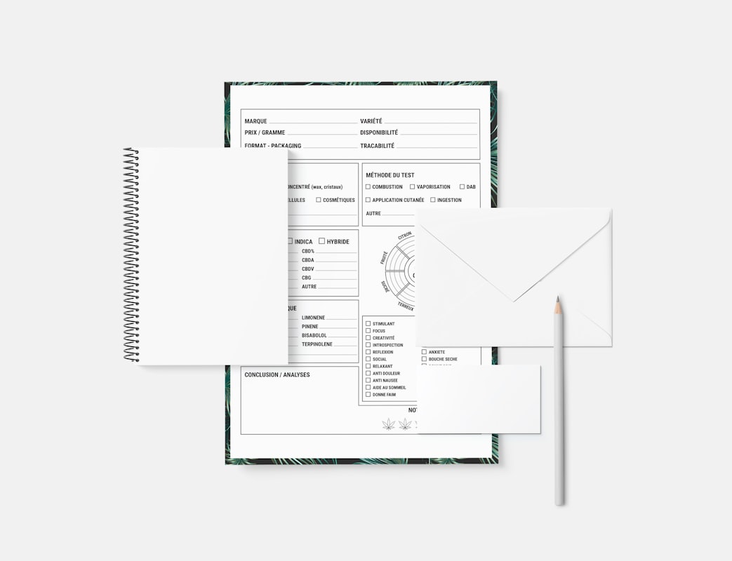 Meal planning workspace with notebook and fresh ingredients